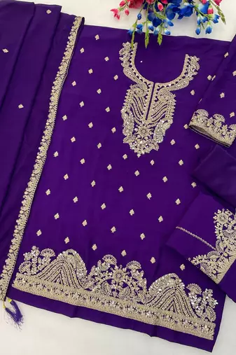 Purple chinon sharara salwar suit collection semi stitched