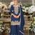 Blue chinon sharara salwar suit collection semi stitched
