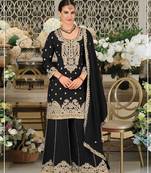 Black chinon sharara salwar suit collection semi stitched