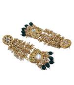 Gold plated kundan long jhumka earrings for women
