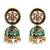 Green meenakari kundan jhumka earrings for women