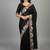Black star georgette pastel floral resham & zari embroidery saree