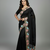 Black star georgette pastel floral resham & zari embroidery saree