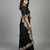 Black star georgette pastel floral resham & zari embroidery saree
