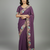Lavender star georgette pastel floral resham & zari embroidery saree