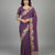 Lavender star georgette pastel floral resham & zari embroidery saree