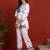 Women white & black floral hand embroidered angarkha chikankari flared top & trouser co-ord set