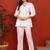 Women white ethnic motifs hand embroidered angarkha chikankari flared top & trouser co-ord set