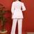 Women white ethnic motifs hand embroidered angarkha chikankari flared top & trouser co-ord set