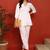 Women white ethnic motifs hand embroidered angarkha chikankari flared top & trouser co-ord set
