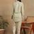Women olive floral embroidered liva rayon lucknowi chikankari shirt and straight pant set