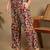 Women's abstract nature leaf printed liva rayon pleated multicolor co-ord set