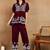 Women maroon floral embroidered liva rayon lucknowi chikankari front slit co-ord set