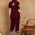Women maroon floral embroidered liva rayon lucknowi chikankari front slit co-ord set