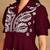 Women maroon floral embroidered liva rayon lucknowi chikankari front slit co-ord set
