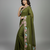 Mehendi green star georgette pastel floral resham & zari embroidery saree
