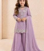 Fox georgette embroidery purple readymade salwar suit