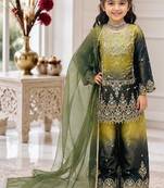Gmy silk embroidery green readymade salwar suit