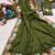 Mehendi green star georgette pastel floral resham & zari embroidery saree