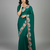 Deep mint green star georgette pastel floral resham & zari embroidery saree
