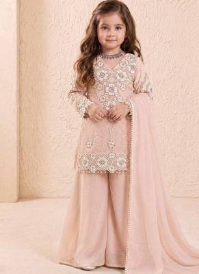 Fox georgette embroidery cream readymade salwar suit 1