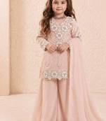 Fox georgette embroidery cream readymade salwar suit