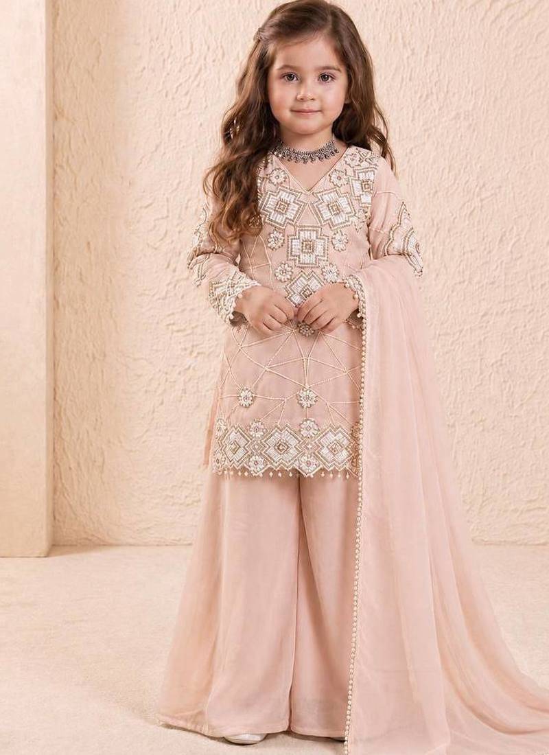 Fox georgette embroidery cream readymade salwar suit