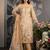 Beige colour pure cotton linen shimmer printed salwar suit with dupatta