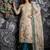 Teal blue colour pure cotton linen shimmer printed salwar suit with dupatta
