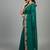 Deep mint green star georgette pastel floral resham & zari embroidery saree