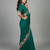 Deep mint green star georgette pastel floral resham & zari embroidery saree