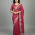 Peach star georgette pastel floral resham & zari embroidery saree