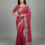 Peach star georgette pastel floral resham & zari embroidery saree