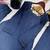 Navy blue embroidered crepe silk farshi suit with dupatta