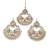 Gold stone studded floral rose gold pearls earrings with maang tikka sets for women