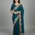Navy blue georgette pastel floral resham & zari embroidery saree