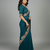 Navy blue georgette pastel floral resham & zari embroidery saree