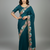Navy blue georgette pastel floral resham & zari embroidery saree