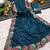 Navy blue georgette pastel floral resham & zari embroidery saree