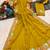 Yellow georgette pastel floral resham & zari embroidery saree