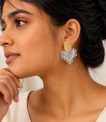 Gold plated metallic dual tone drop earrings