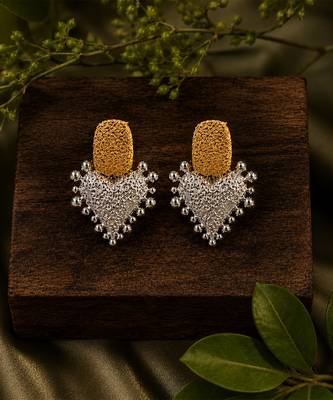 Gold plated metallic dual tone drop earrings 3