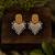 Gold plated metallic dual tone drop earrings