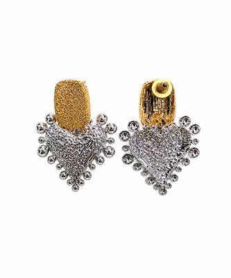 Gold plated metallic dual tone drop earrings 4