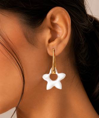 White star metallic drop earrings 2