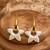 White star metallic drop earrings
