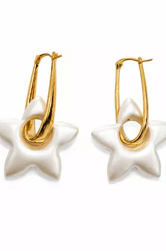 White star metallic drop earrings