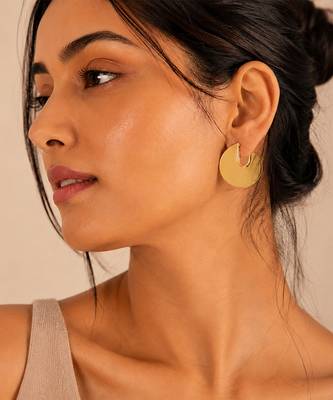 Gold plated metallic hoop earrings 1
