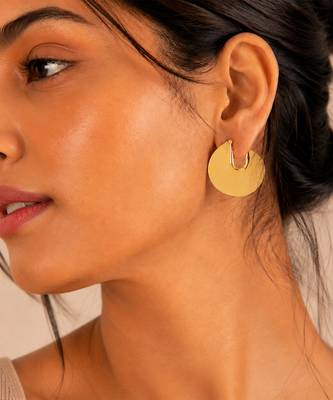 Gold plated metallic hoop earrings 2