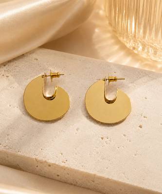 Gold plated metallic hoop earrings 3